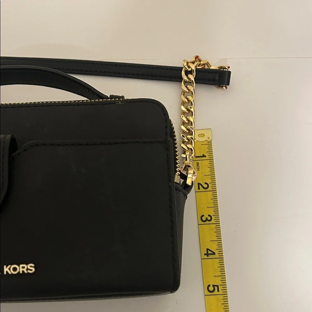 Michael Kors Black Leather Crossbody with Gold Hardware - Picture 9 of 10